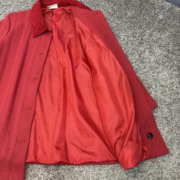 Boyne Valley Weavers Red Hand Crafted Cable Knit Coat Womens Sz 1X Wool Ireland - Picture 8 of 9